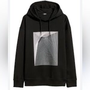 Vguc H&M Black Geometric Abstract Square Hoodie L